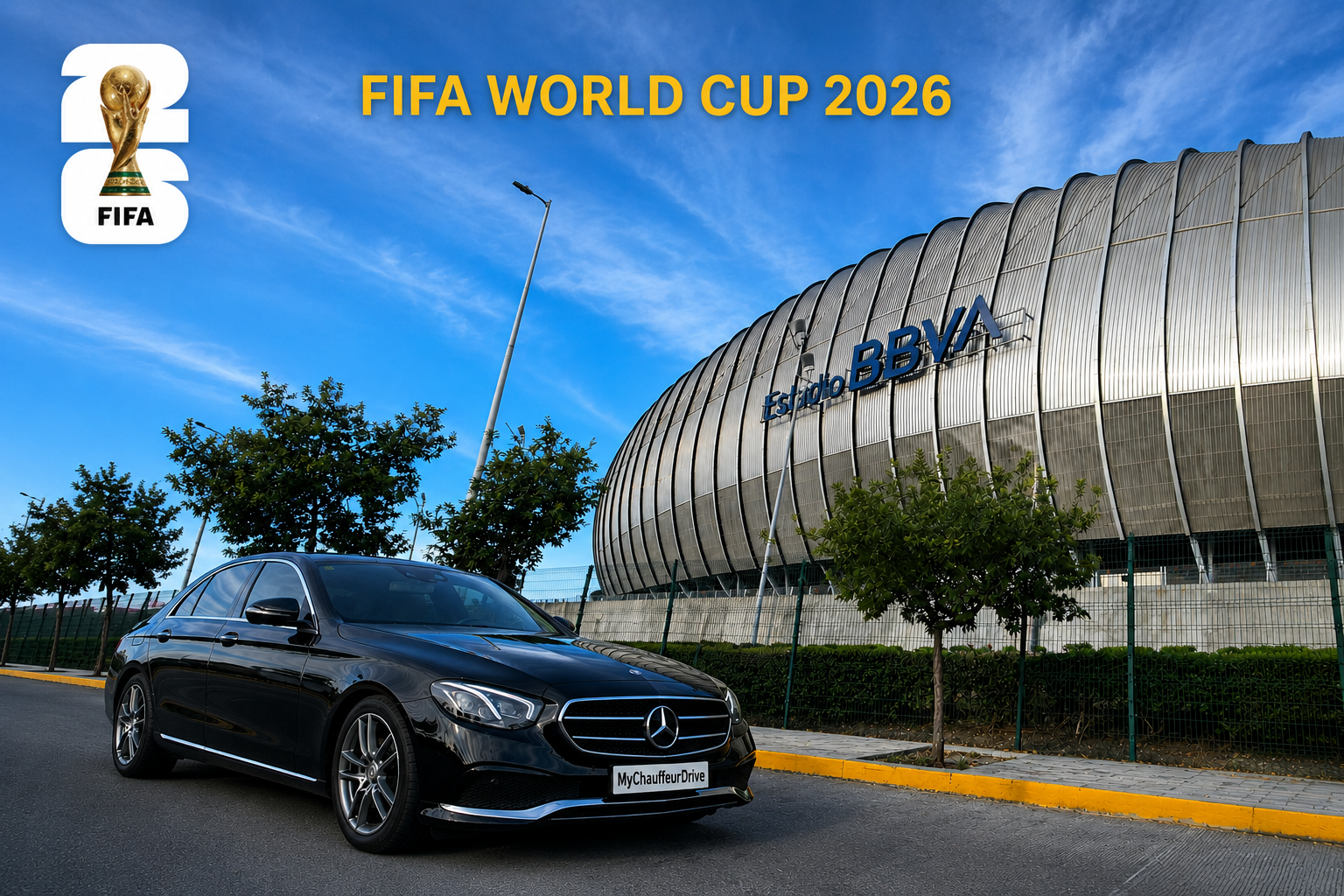 Монтеррей ЧМ-2026: трансфер из аэропорта MTY к Estadio BBVA, авто с водителем